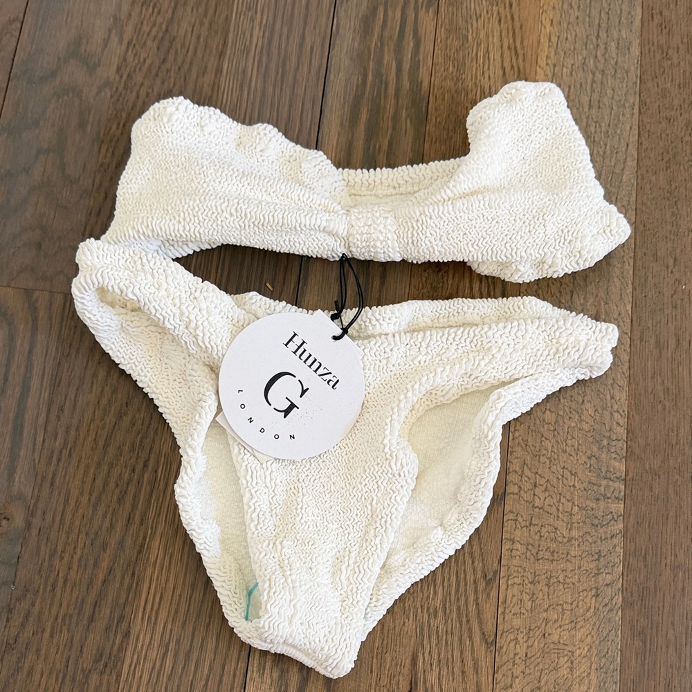 Hunza G White Textured Bikini Set